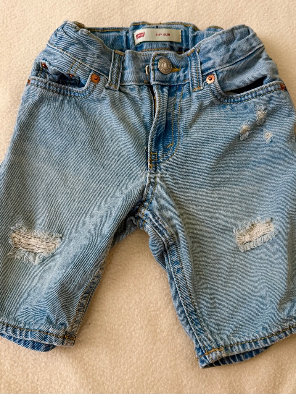 Levi's Light Blue Distressed Kids Denim Shorts